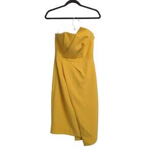 House Of CB London Womens Uma Sheath Dress Yellow Asymmetric Cocktail Formal S